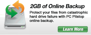 Protect your files from catostrophic hard drive failure with PC Pitsop online backup.