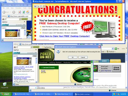Internet Explorer storms of endless popup windows are a common symptom of spyware infestations.